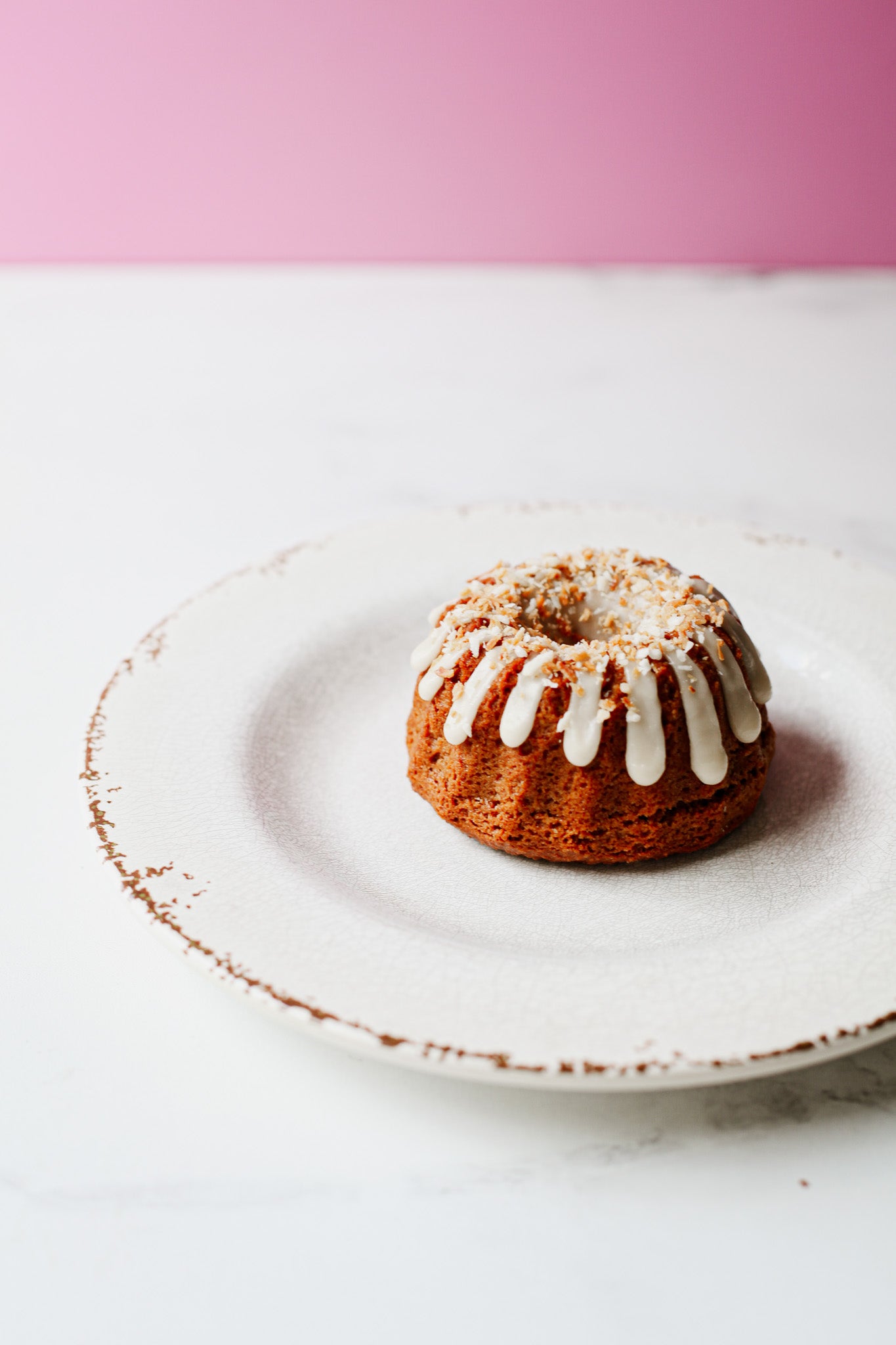 Cake: Sweet Potato Mini Bundt with Vanilla Glaze &amp; Toasted Coconut